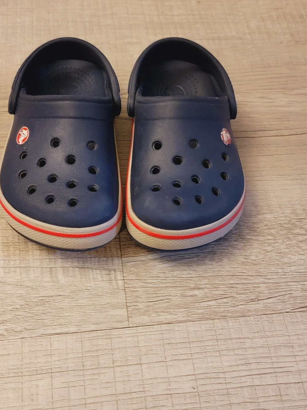 CROCS Kids Navy Blue Clogs with Red Accent